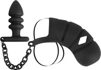 Black Velvets Penisk&auml;fig Cock Cage with Butt Plug mit Analplug