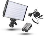 Walimex pro LED Niova 150 Bi Color Videoleuchte inkl. Akku, On-Camera Fotolampe 15 W,