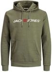 JACK & JONES Male JJECORP Old Logo Sweat Hood, Dusty Olive/REG FIT, L
