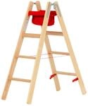 Hymer Holz-Stufenstehleiter 71499, beidseitig begehbar 2x4 Sprossen...
