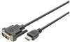 DIGITUS HDMI Adapter- / Konverterkabel, HDMI auf DVI-D, FullHD, 3m, Schwarz