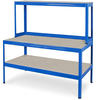 Packtisch/Werkbank mit Aufbau, BxTxH 1500 x 600/300 x 1500 mm, blau