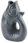 Gift Company Vase Monsieur Carafon XS, Dekovase in Fisch-Form, Steingut, Grau, 13 cm,