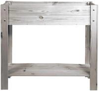 mgc24 Hochbeet Kiefernholz Grau, 80 x 30 x 78cm mit Ablage, extra schmal