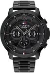 Tommy Hilfiger Multi Zifferblatt Quarz Uhr f&uuml;r Herren mit Schwarzes Edelstahlarmband