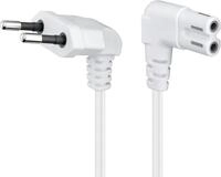 Netzkabel 2 m, Eurostecker auf C7 Buchse, beidseitig gewinkelt 90&deg;, Wei&szlig;