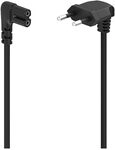 Hama Netzkabel, abgewinkelt, 2 polig, Eurostecker, 3m (Doppelnut/C7, Stromkabel,