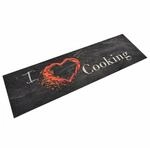vidaXL K&uuml;chenteppich Waschbar Cooking Schwarz 45x150 cm Samt