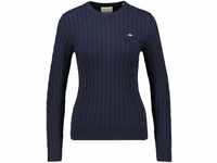 GANT Damen Stretch Cotton Cable C-neck Pullover, Evening Blue, M EU