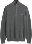 GANT Herren Cotton Pique Halfzip Pullover, Dark Grey Melange, L EU