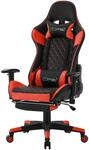 ML-Design Gaming Stuhl mit Fu&szlig;st&uuml;tze, Rot, Kunstleder, Ergonomischer...