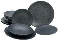 CreaTable, 20540, Serie Schiefer Black, 12-teiliges Geschirrset, Teller Set aus