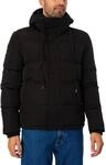 Superdry Herren Everest Kurze Pufferjacke mit Kapuze Tiefschwarz L