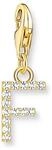 THOMAS SABO Charm-Anh&auml;nger Buchstabe F mit wei&szlig;en Steinen vergoldet 750...