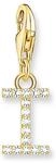 THOMAS SABO Charm-Anh&auml;nger Buchstabe I mit wei&szlig;en Steinen vergoldet 750...
