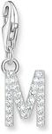 THOMAS SABO Charm-Anh&auml;nger Buchstabe M mit wei&szlig;en Steinen Silber 925...
