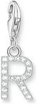 THOMAS SABO Charm-Anh&auml;nger Buchstabe R mit wei&szlig;en Steinen Silber 925...