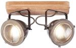BRILLIANT Lampe Carmen Wood Spotbalken 2flg burned steel/holz | 2x PAR51, GU10, 5W,