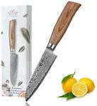 Wakoli EDIB Pro Santokumesser, 11 cm Klinge aus Damaststahl mit VG10 Kern
