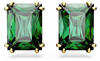 Swarovski Matrix Ohrringe, Grüne und Vergoldete Ohrstecker mit Strahlenden Swarovski
