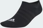 adidas Unisex Thin and Light No-Show Socks 3 Pairs, Black / White, 10.5-12.5