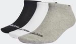 adidas Unisex Thin Linear Low-Cut Socks 3 Pairs, Medium Grey Heather / White / Black,
