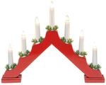 Idena 31604 - LED Adventsleuchter mit 7 LED Kerzenlichtern in Warmwei&szlig;, Schwibbogen
