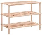 vidaXL Tannenholz Massiv Schuhregal 3 Ebenen Schuhablage Schuhst&auml;nder Holzregal