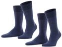 FALKE Herren Socken Happy Double Pack M So Baumwolle einfarbig 2 Paar, Blau Navy