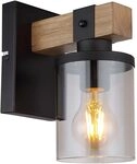 GLOBO Wandleuchte Retro Wandlampe Treppenhausleuchte Flurlampe Holz...