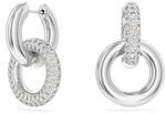Swarovski Dextera Kreolen, Wei&szlig;e und Rhodinierte Damenohrringe mit Strahlenden