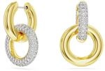 Swarovski Dextera Kreolen, Wei&szlig;e und Vergoldete Damenohrringe mit Strahlenden