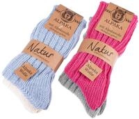 BRUBAKER 4 Paar Alpaka Socken sehr dick flauschig und warm - Wintersocken mit