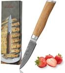 Wakoli Olive Officemesser 8,5 cm aus 67 Lagen Damaststahl mit VG10 Kern