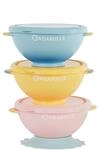 Badabulle Set mit 3 Funcolors Bowls, mit Deckel und 1 rutschfestem Saugfu&szlig;, 330ml