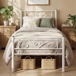 VASAGLE Bett 90 x 190 cm, G&auml;stebett, Einzelbett aus Metall, Bettgestell,...