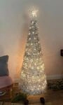 Pop Up Spiral Weihnachtsbaum 150 cm mit 120 LED und Stern Spitze - Silber -