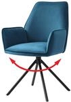 Mendler Esszimmerstuhl HWC-G67 Samt FSC&reg; - t&uuml;rkis-blau, Beine schwarz