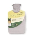 GR&Uuml;NSPECHT Naturkautschuk-W&auml;rmflasche mit grauem Bio-Bezug aus 100% Baumwolle,