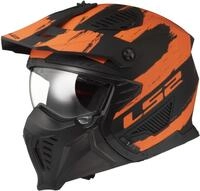 LS2 Helm Drifter Mud OF606 mat zwart / Oranje | | Quick Release ratelsluiting 