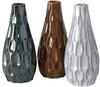 3 x Vase Lenja Porzellan Höhe 23 cm beige dunkelblau braun, Tischdeko, Geschenk