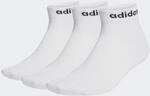 adidas Unisex Think Linear Ankle Socks 3 Pairs, White/Black, 45-48