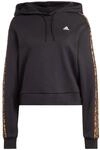 adidas Damen Essentials 3-Stripes Animal Print Relaxed Hoodie, Black/Magic Beige, XS