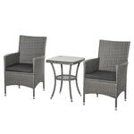 Outsunny Polyrattan Gartenm&ouml;bel Set Balkonm&ouml;bel f&uuml;r 2 Personen Grau | Outdoor
