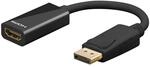 Goobay 67881 DisplayPort auf HDMI Adapter, DP-Stecker > HDMI-Buchse, 0,1m Kabel