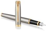 Parker IM F&uuml;ller | Brushed Metal | F&uuml;llfederhalter mit feiner Feder | blaue Tinte 