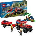 LEGO 60412 City Feuerwehrgel&auml;ndewagen mit Rettungsboot, Offroad-Auto-Spielzeug...