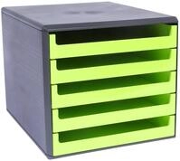 Metzger & Mendle 30057631 Schubladenbox anthrazit mit 5 Sch&uuml;ben in lime-green