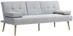HOMCOM Schlafsofa, 3-Sitzer Sofa, Schlafcouch mit Klappbarem Tisch, Becherhalter,