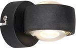 LED-Wandleuchte - 7,5 x 10 cm - Schwarz matt - Transparent - Glas - Metall